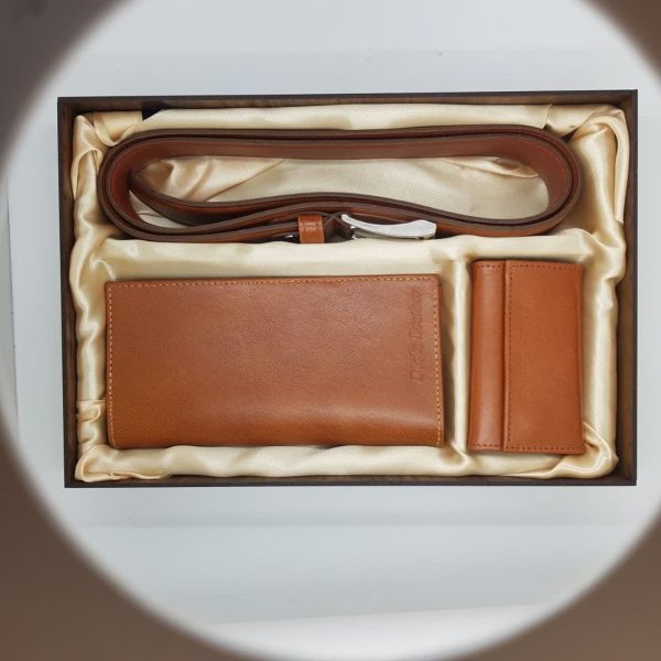 ست چرم طبیعی کیف پول-کمربند-جاسوییچی